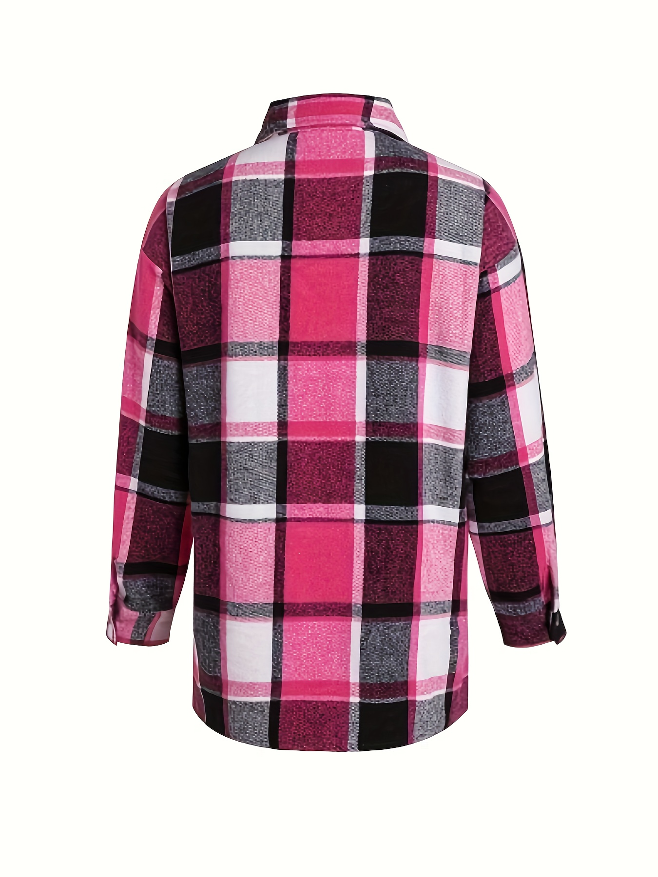 plaid print   collar button shirt casual long sleeve shirt for spring fall womens clothing details 0