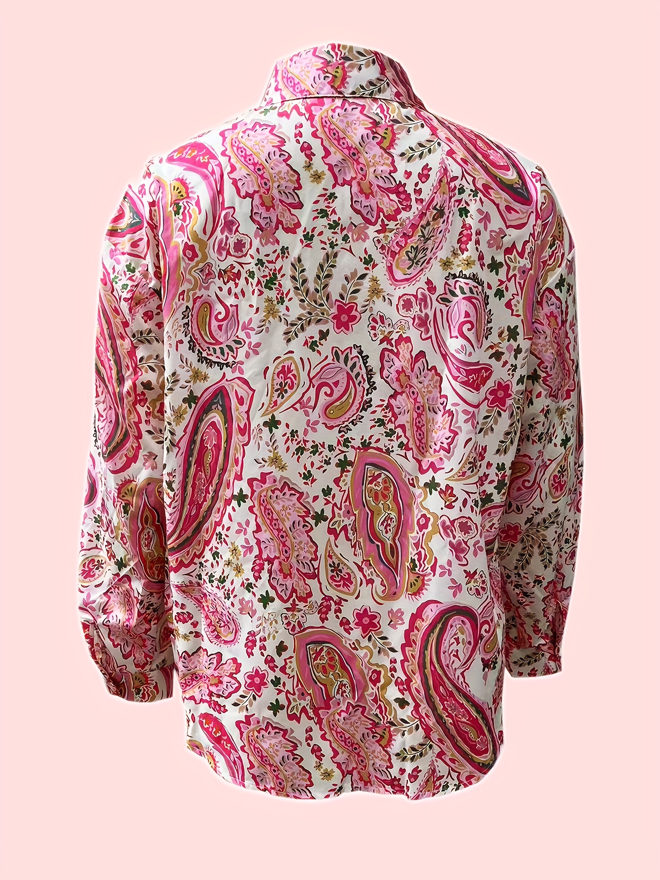 paisley print   collar shirt casual long sleeve shirt for spring fall womens clothing details 2