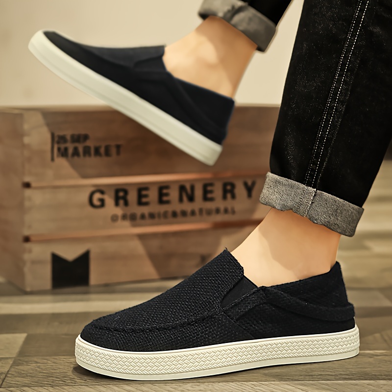 solid colour canvas shoes men s trendy comfy non slip rubber details 2