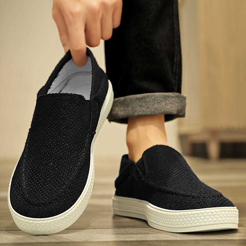 solid colour canvas shoes men s trendy comfy non slip rubber details 6