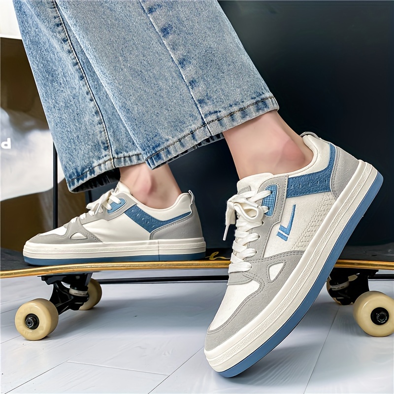 Mens Vintage Colour Block Low Top Skateboard Shoes Comfy Non Slip Breathable Casual Sneakers For Mens Outdoor Activities Men s Shoes Temu details 1