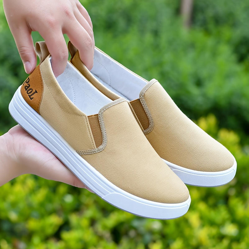 slip canvas shoes men s solid color simple style comfy non details 1