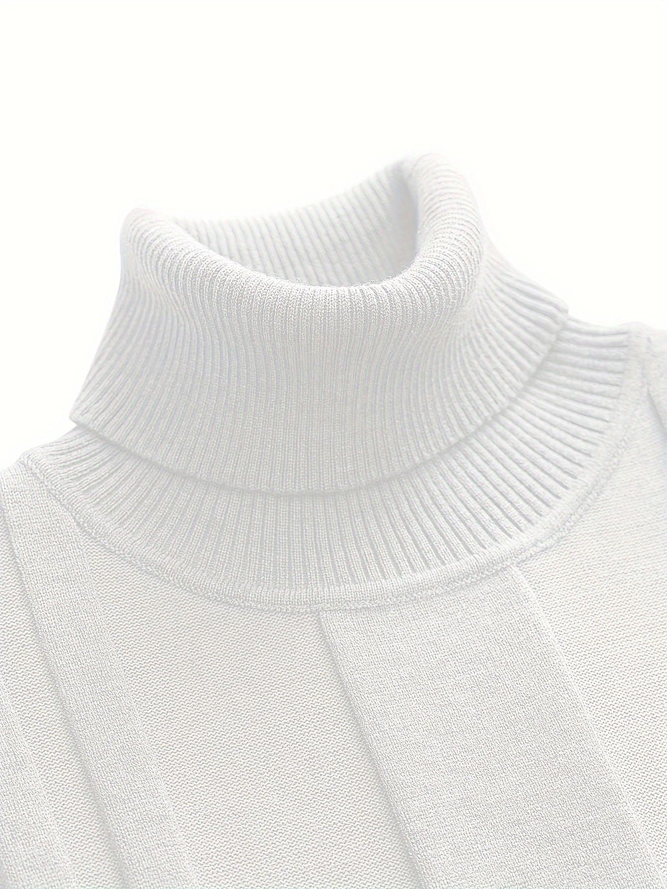 Turtleneck Knitted Sweater, Men s Casual Warm Solid High Stretch Pullover Sweater For Fall Winter details 3