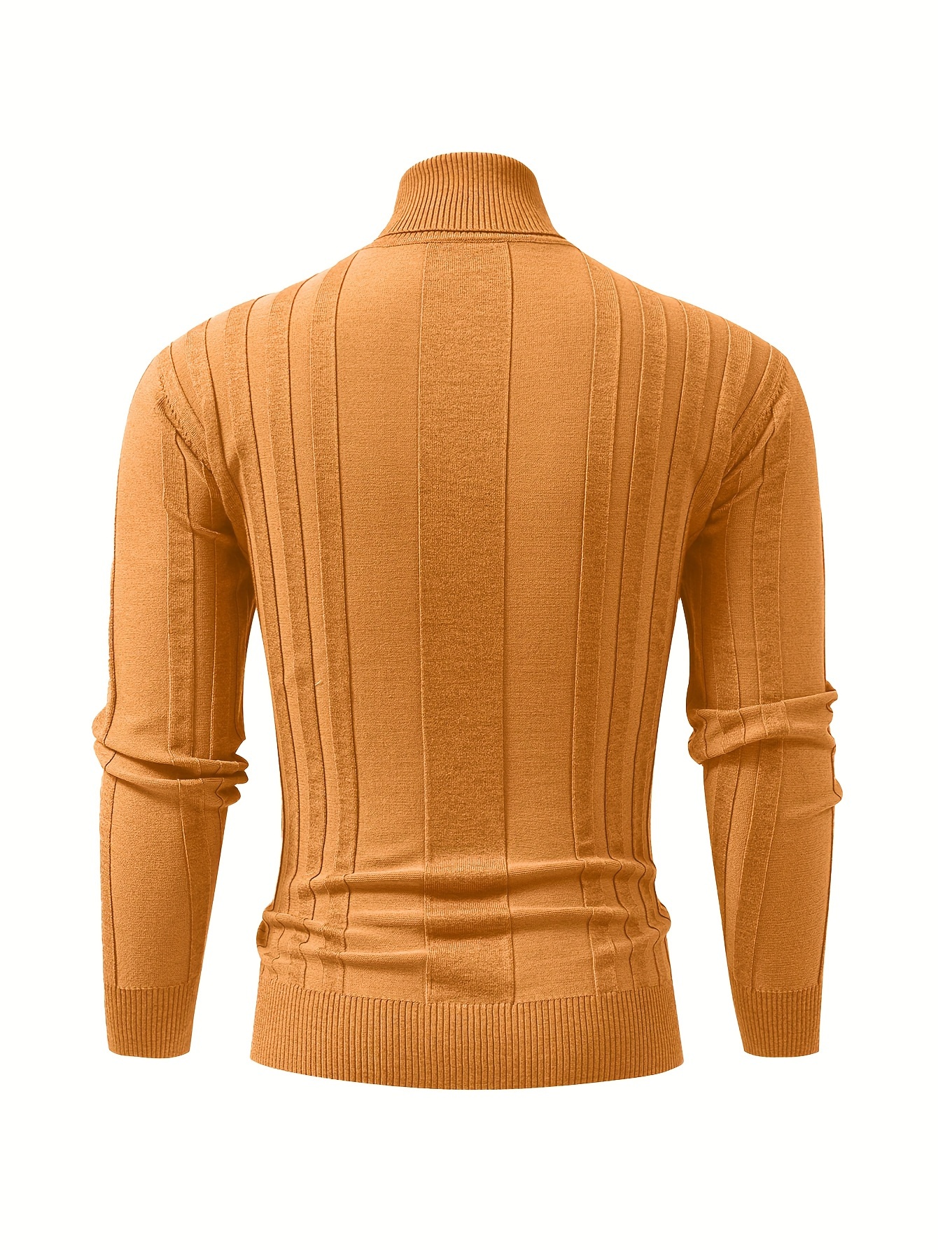 Turtleneck Knitted Sweater, Men s Casual Warm Solid High Stretch Pullover Sweater For Fall Winter details 5