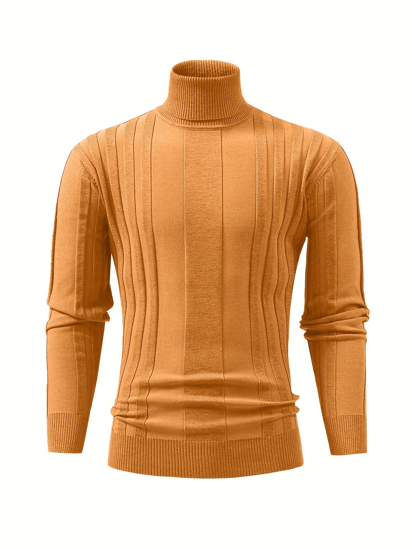 Turtleneck Knitted Sweater, Men s Casual Warm Solid High Stretch Pullover Sweater For Fall Winter details 6