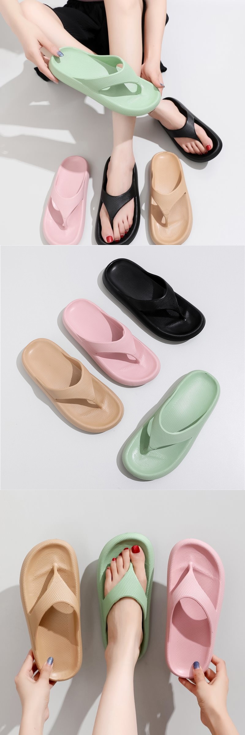 womens solid color eva flip flops non slip indoor slippers womens footwear details 0