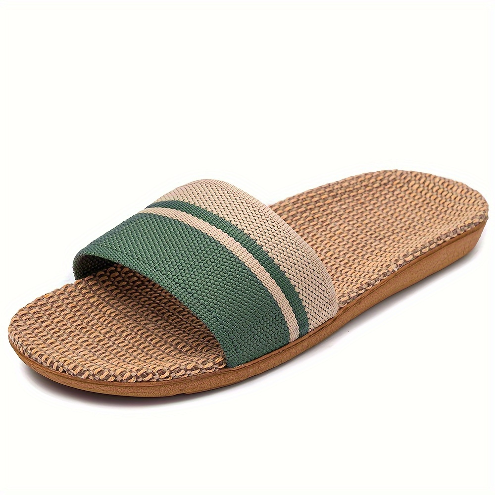 striped pattern slides casual open toe flat summer shoes comfortable indoor home slides details 4