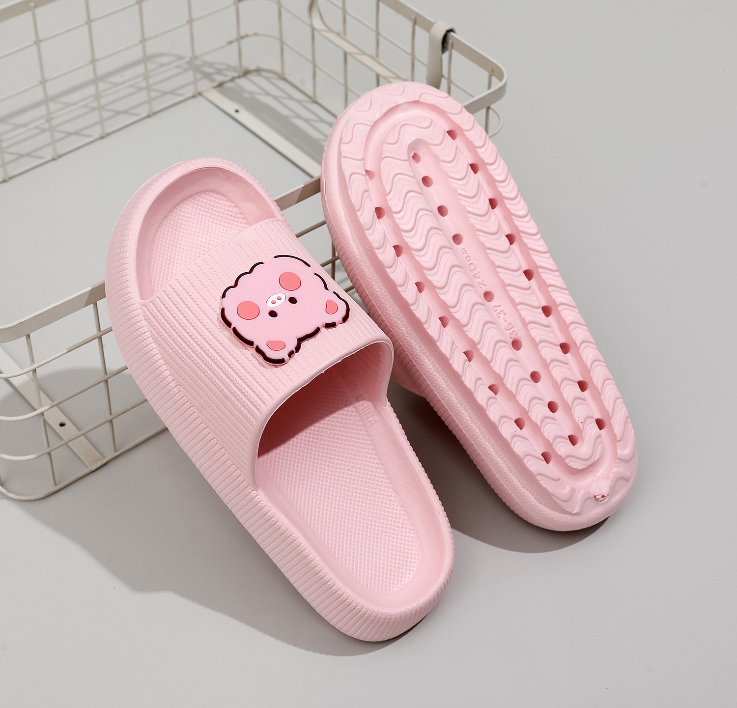 kawaii cartoon slides, womens kawaii cartoon slides casual soft sole pillow slides lightweight platform shoes details 4